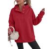 Fall/Winter New Style Women's Half-Closed Neck Buttoned Casual Loose Sweatshirt Long Sleeve Hooded Shirt