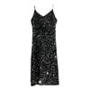2023 Elegant Metallic Shine Spaghetti Strap Women's Party Dress