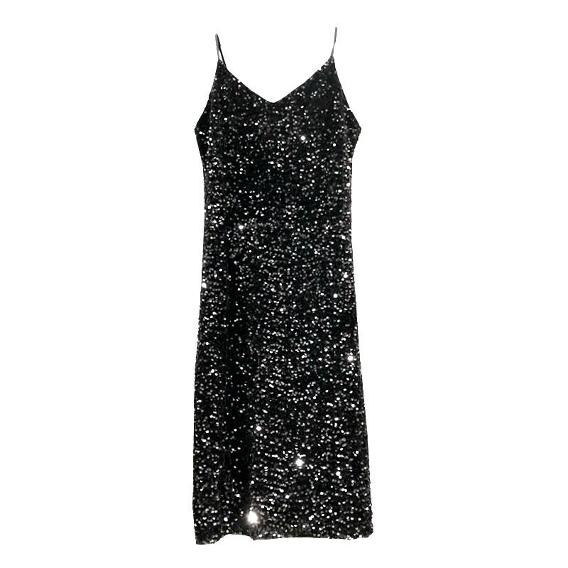 2023 Elegant Metallic Shine Spaghetti Strap Women's Party Dress