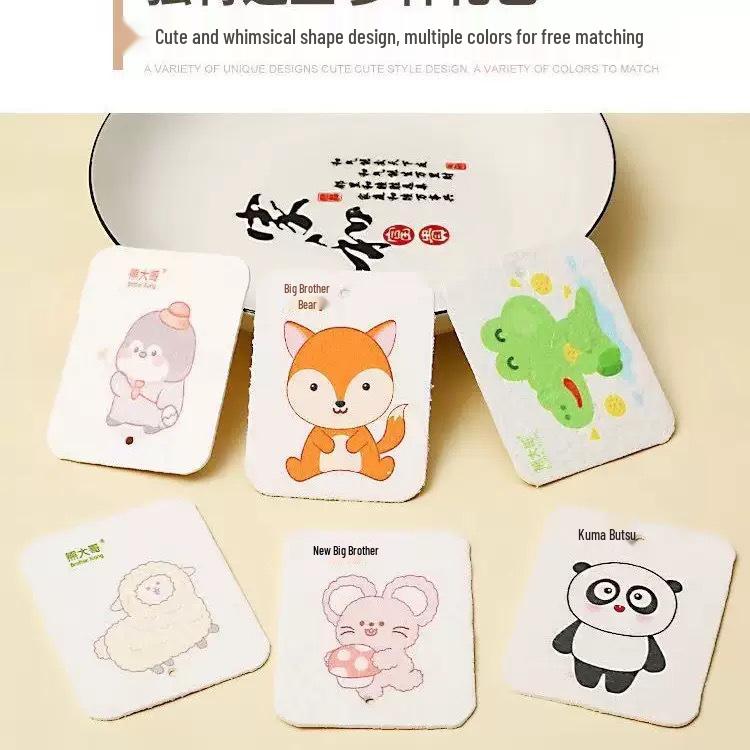 Cartoon Style Compressed Wood Pulp Sponge Cloth for Kitchen Cleaning and Dishwashing