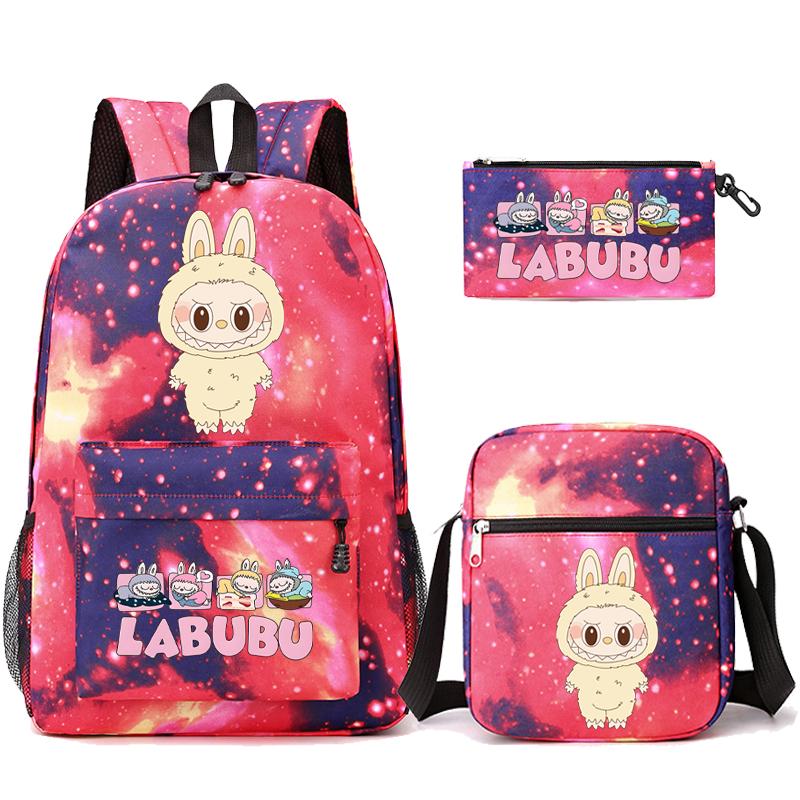 3Pcs/set Cute Printed Backpack with Shoulder Bag Pencil Case Student Girl Boy Schoolbag Large Capacity Bookbag Travel Bag
