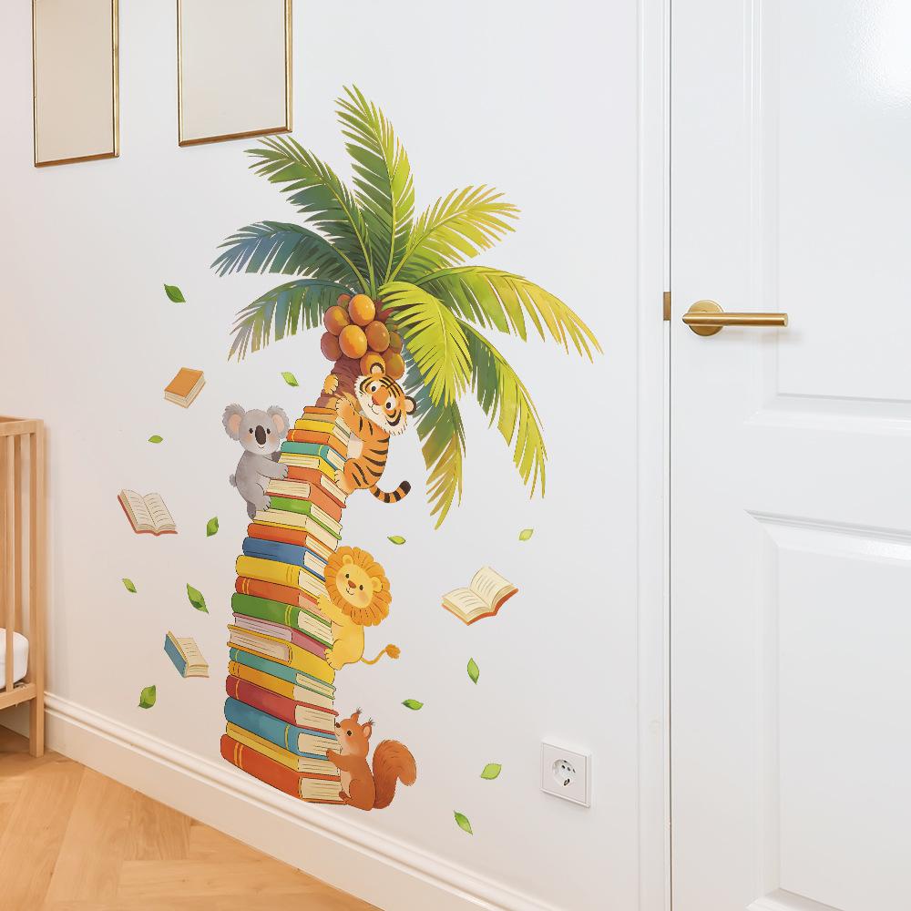Creative Books, Coconut Tree, Children's Bedroom, Study Room, Home Furnishings, Wall Beautification, Decoration Wall Stickers