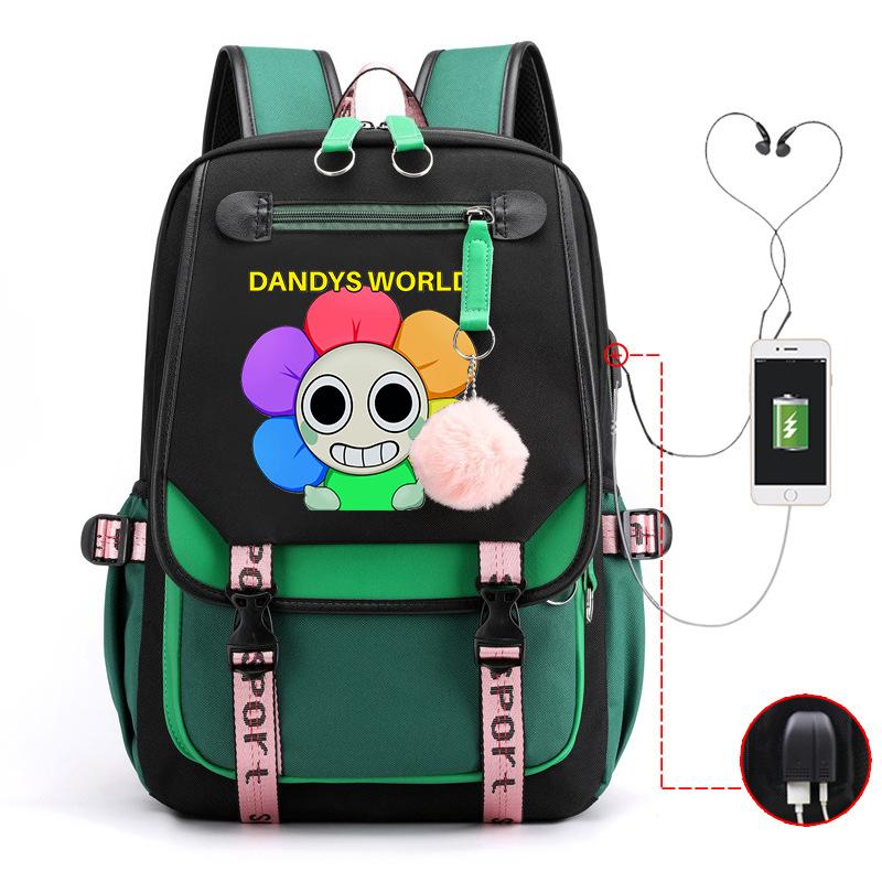 New 2025 Cartoon Game Printing Primary School Bag Large Capacity Contrasting Color Neutral USB Backpack