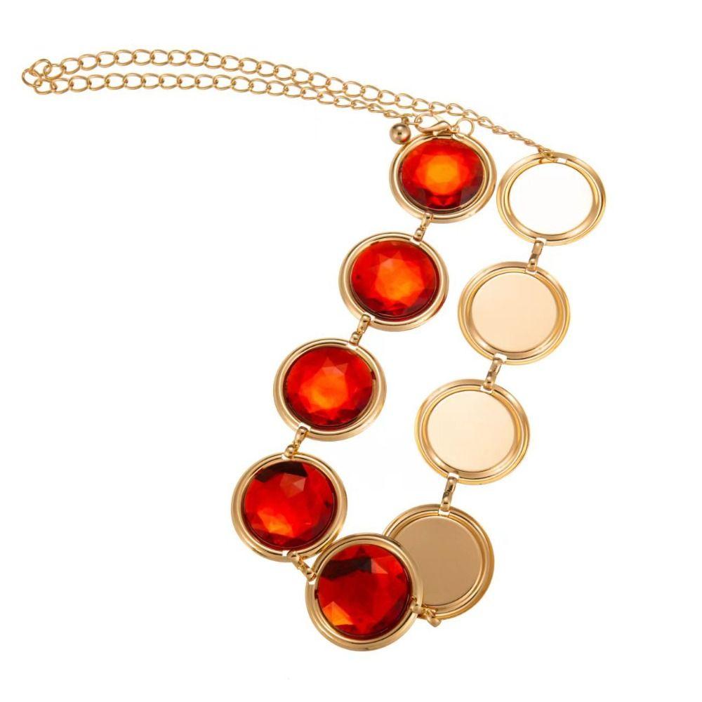 Mirror Cosplay Stone Chain Fashion Jewel Waist Chain Beautiful Red Gem Waist Belt Jeans