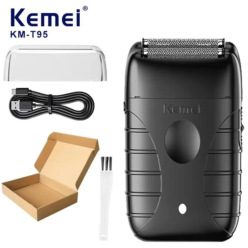 Kemei KM-T95 Электробритва с USB-зарядкой для мужчин Ротационная бритва с двумя лезвиями Триммер для бороды Машинка для бритья