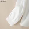 ZANZEA Women Casual V-Neck Loose Long Sleeve Print Blouse