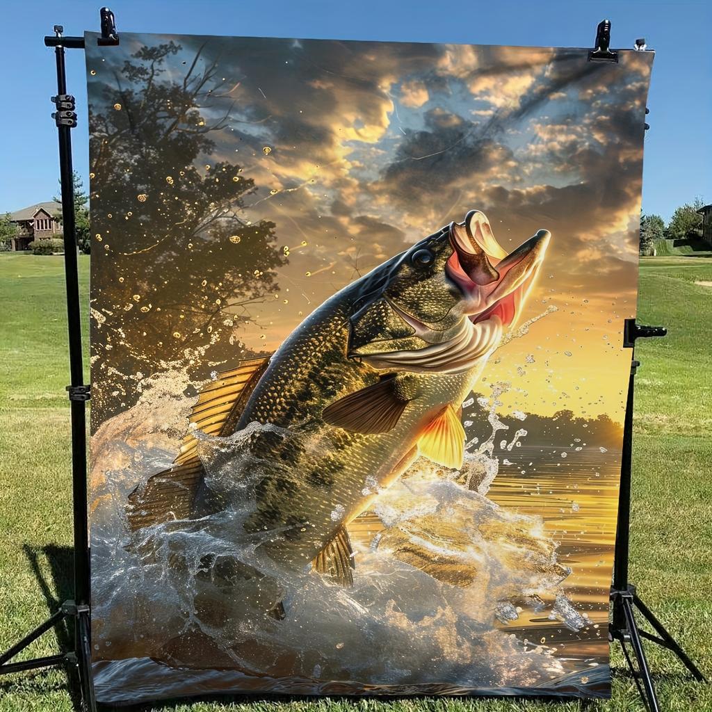 Springender Fisch bei Sonnenuntergang Ultra-weiche kuschelige Decke - Perfekt für den Winter, Ideales Geschenk für Angel- und Naturfreunde
