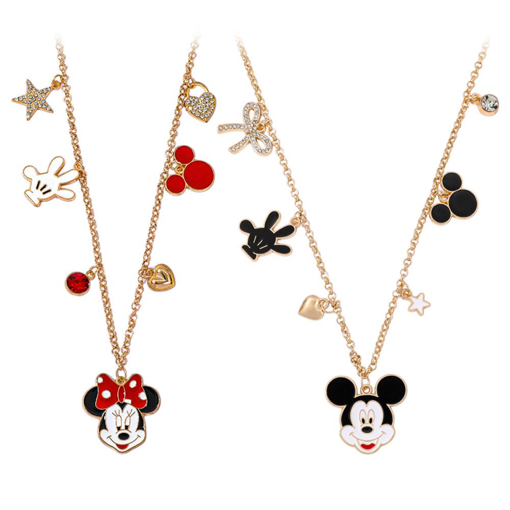 And Minnie Mouse Oil Drip Alloy Pendant Necklace, Simple Multi-Layer Collarbone Necklace, Cartoon Cosplay Jewelry