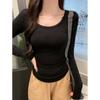 Real Shot Polished Bottoming Shirt Women's Autumn and Winter New Slim-fitting and Thin Inside and Outside Long-sleeved T-shirt Top