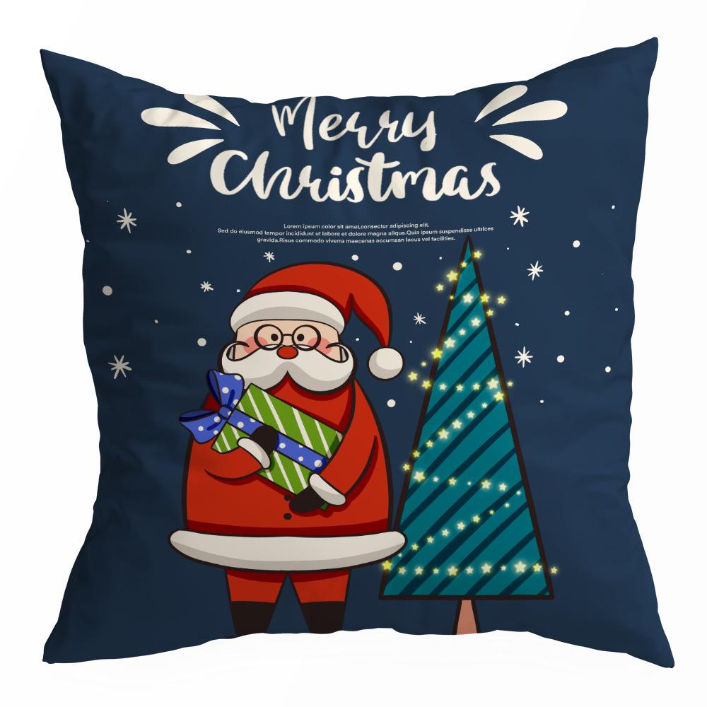 Christmas Pillowcase Cartoon Santa Claus Home Sofa Car Cushion Printed Pillowcase