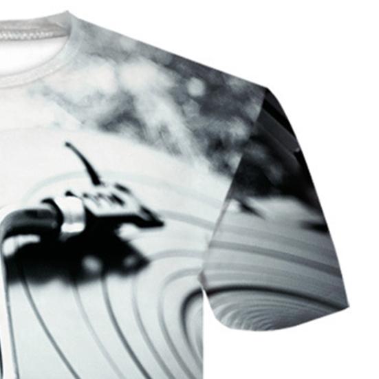 Men 3D Technics Turntable DJ Music Audio Print Short Sleeve Round Neck T-Shirt