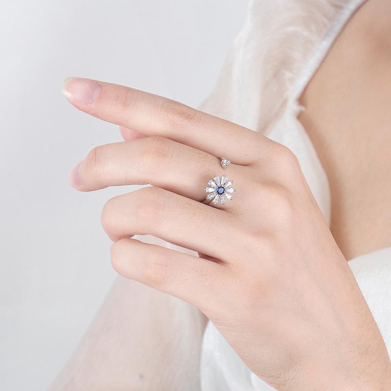 Bague Or Rose Plaqué Cuivre Très Vendue pour Femmes Style Coréen Bijoux de Main Fille aux Fleurs Dopamine Vente Chaude