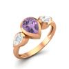 Pear shape Amethyst Gemstone Rose Gold Plated 925 Sterling Silver Ring