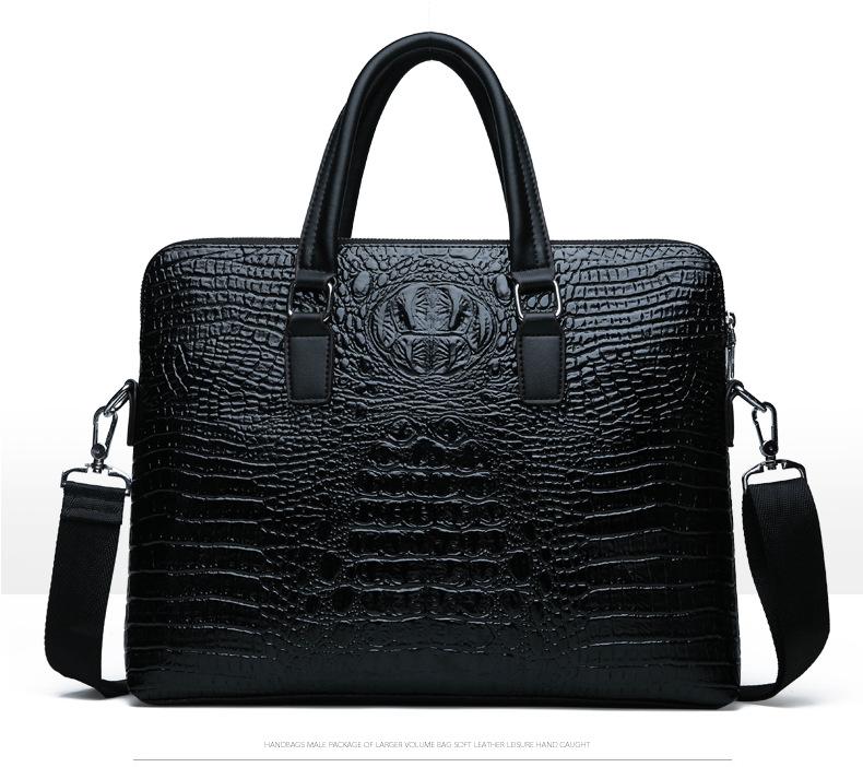 

Men s Bag Large Capacity New Business Crocodile Pattern Handbag, Single Shoulder Official Document Luggage