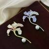 Fashion Pretty Enamel Imitate Pearl Flower Brooches For Women Lily Flowers Plants Brooch Pins Party Jewelry Accessories Gifts