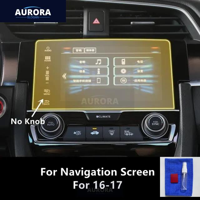 For HONDA CIVIC 16-20 Dashboard,Navigation Screen Transparent TPU Protective Film Anti-scratch Repair Film Accessories Refit