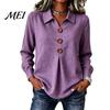 Plus Size Summer Blouses Women Button Down Shirt Blouse, Long Sleeve V Neck Loose Flowy Wrinkle Resistant Shirts Breathable Tunic Shirt, Casual