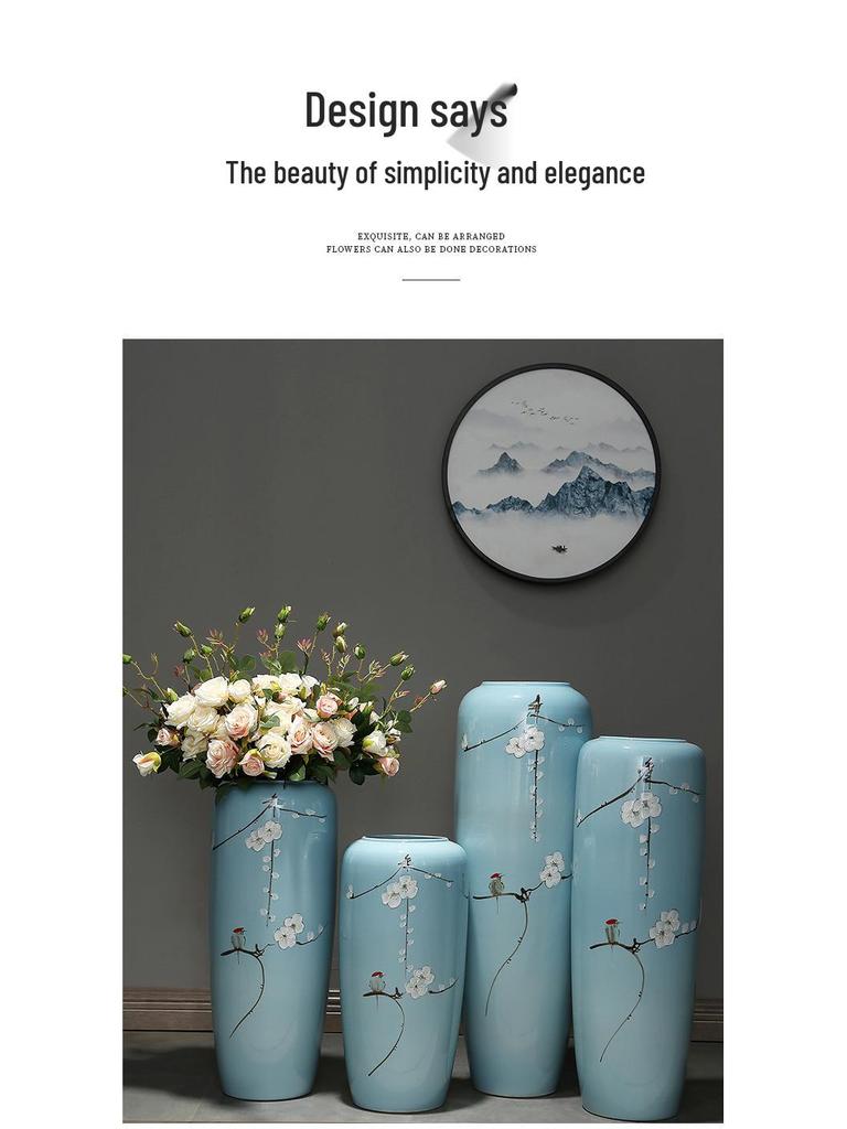 Large Retro Ceramic Floor Vase for Creative Dried Flower Arrangements In Living Room