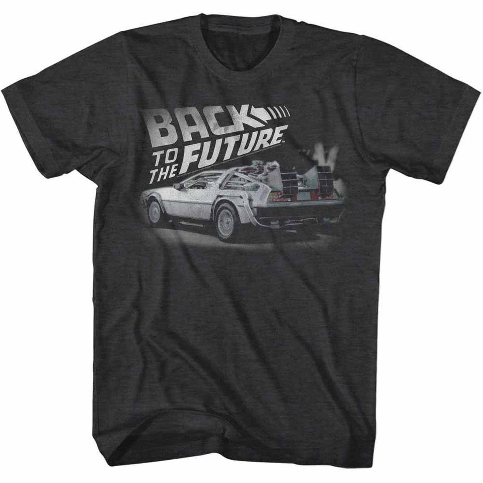 Back to the Future Faded Black Heather Adult T-Shirt 2XL