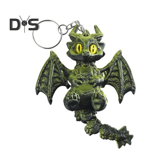 3D tištěná klíčenka s dračími křídly a pohyblivým ocasem, taška, zavazadla, školní aktovky, interiér auta