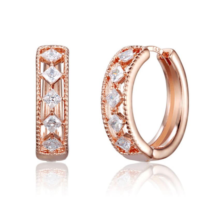 CRANNE 14K Square Stone One-Touch Ring Earrings C24EGP207