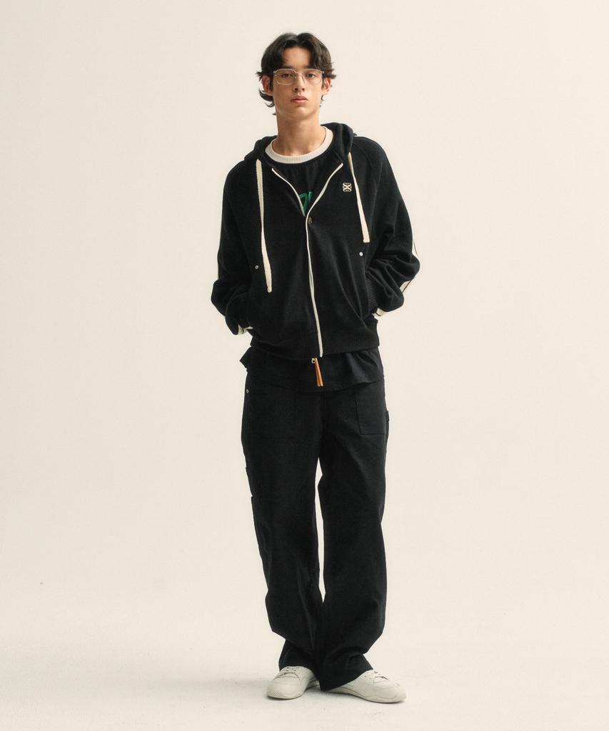 Satur Lawton Loose Fit Zip-Up Hoodie Caviar Black