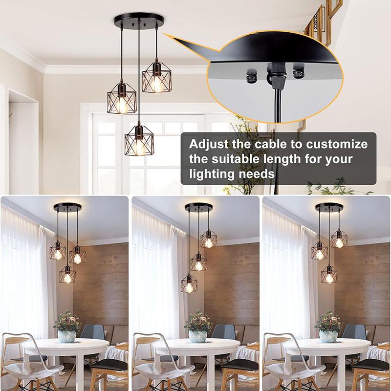 Led Ceiling Pendant Lights Fixture Vintage Hanging Lamp for Ceiling Chandelier Light Indoor Room Decor Metal Cage Pendant Lamp