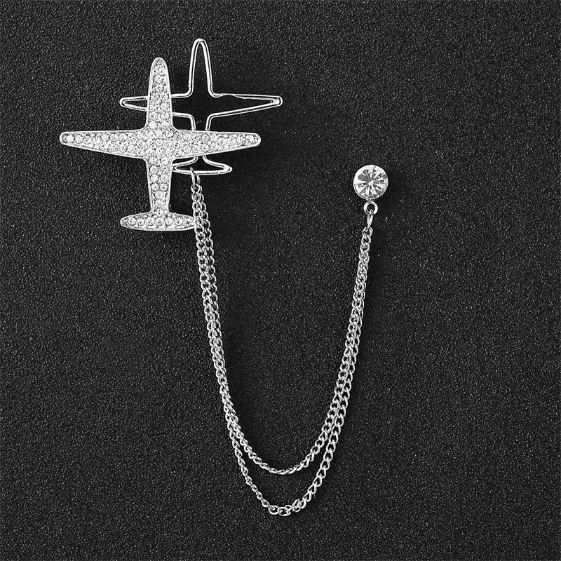 Men's Korean Style Eagle Guitar Brooch with Rhinestone Chain Badge