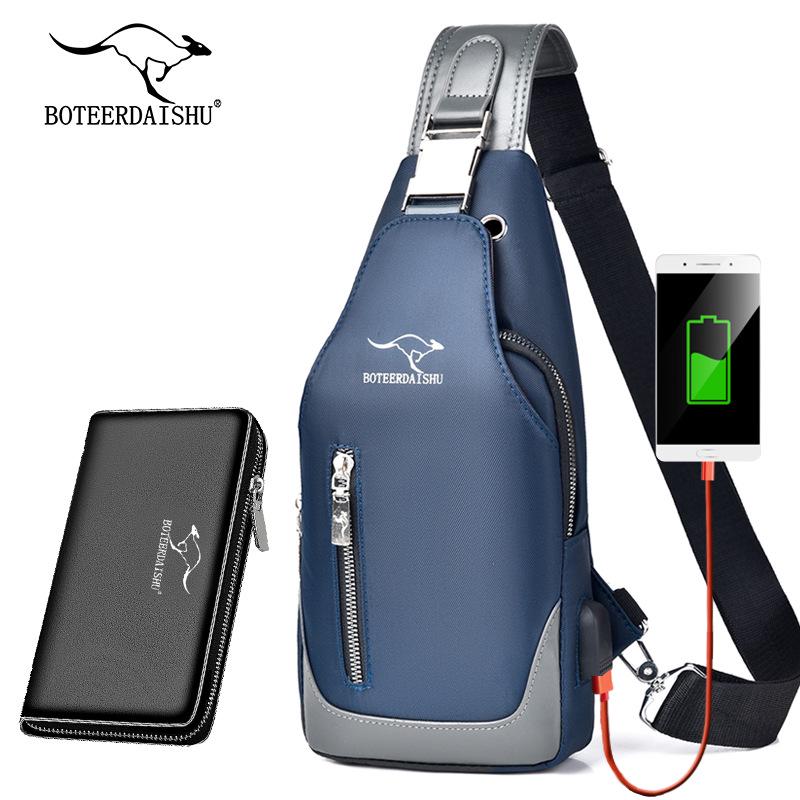 Męska wodoodporna torba crossbody z tkaniny Oxford - styl koreański, modna torba na jedno ramię