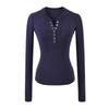 Women's American Spicy Girl Slim-Fit Henley Collar Long-Sleeve T-Shirt - Versatile Base Layer Top, 2026