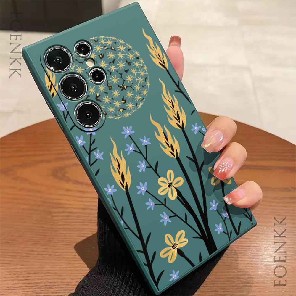 Simple Flower Pattern Soft Phone Case For Samsung Galaxy S25 S24 Ultra S23 S22 S21 S20Ultra FE Plus Note10 20 Lite Fashion Cover
