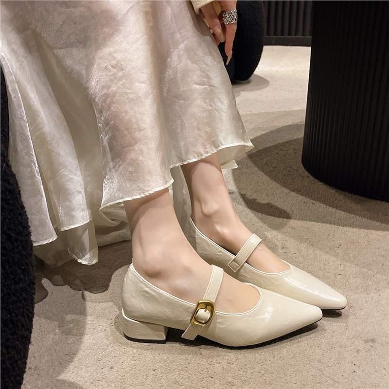 Coarse heel leather single shoes women's 2025 new temperament soft sole comfortable fashion versatile niche design Mary Jane women's shoes