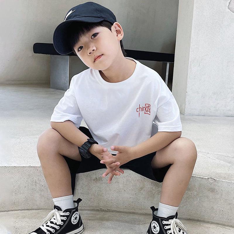 

Летняя хлопковая дышащая детская футболка с коротким рукавом и круглым вырезом для мальчиков и девочек 170