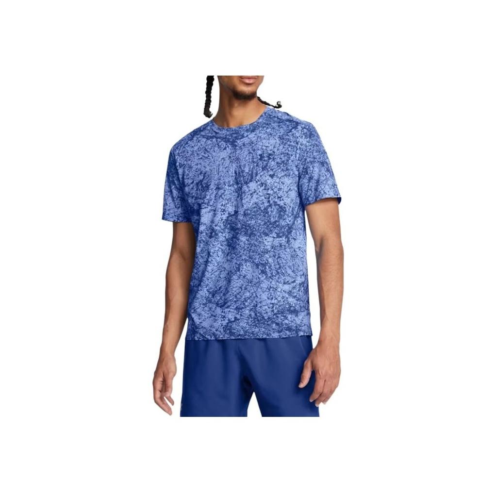 Under Armour Launch Elite All Over Print Crew Neck T-Shirt Men Tops Tech-Blue 1382615-432