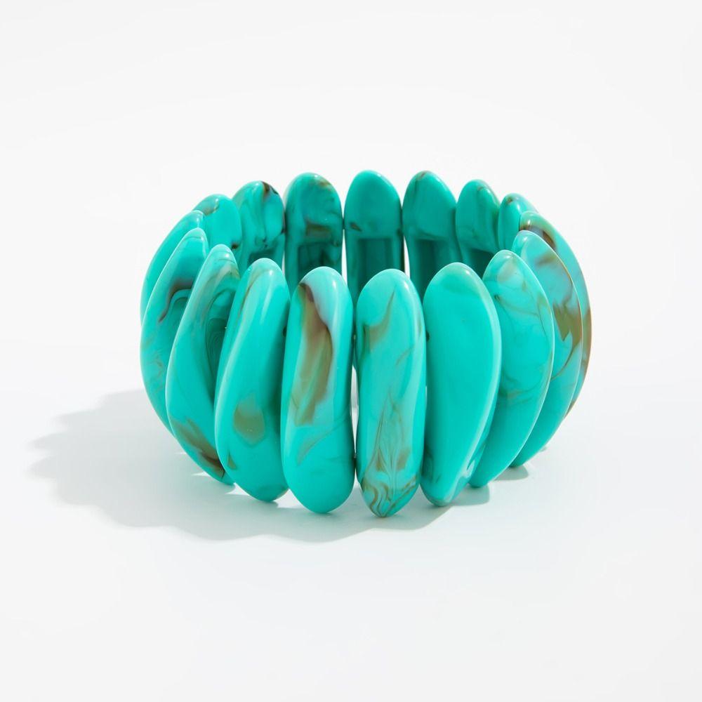 Smudging Acrylic Bangle Wide Rectangle Retro Hand Ring Creative Elastic Rope Bracelet Friend Gift