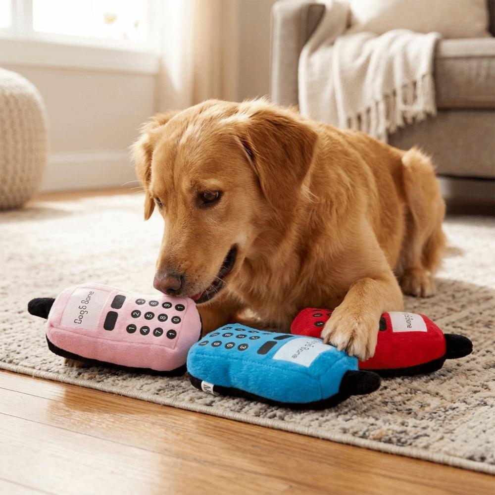 Soft Plush Plush Phone Toy Squeaky Built-in Dog Interactive Toy Squeaky Pet Toy Pet Training розовый