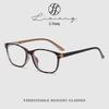 Leopard Print Anti-Blue Light Presbyopia Glasses: Retro Spring Legs, Tea Color, High-End Style for Age-Reducing Small Face Look.