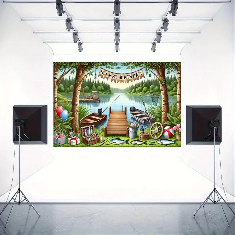 Beach fishing 7x5 feet polyester background cloth - Perfect for birthday partiesXY