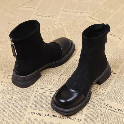 Women Fashion Square Toe Chunky Heel Short Boots New Autumn Winter Concise Elastic Skinny High Heels Shoes Zapatos De Mujer