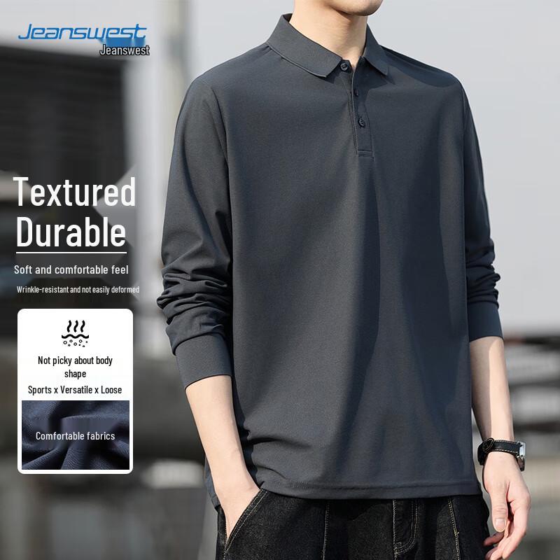 

Jeanswest Men s Long-Sleeve Solid Polo Shirt 4XL