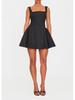 Women's Sleeveless Square Neck Cinched Waist Mini Flared Party Dress