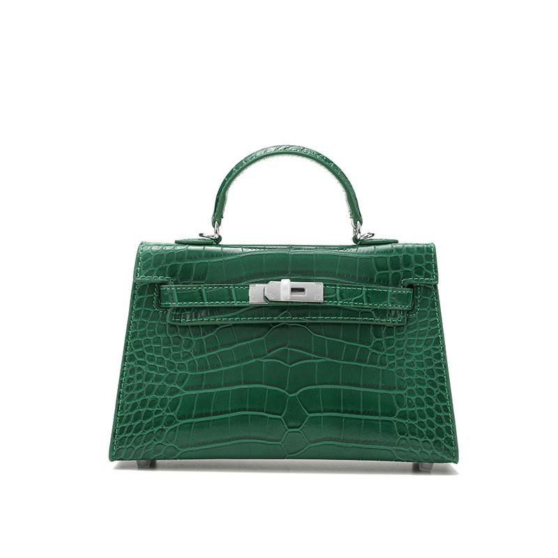 Womens Medium Crocodile-Embossed Leather Tote Bag