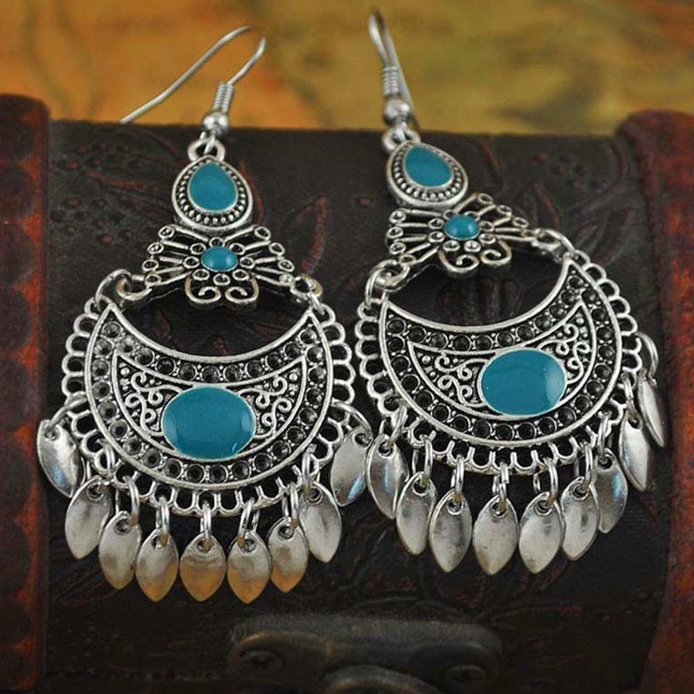 Σκουλαρίκια Bluelans με κρεμαστά σκουλαρίκια με γεωμετρικό σχέδιο και πολύτιμους λίθους, σκουλαρίκια με γάντζο για δεξιώσεις, μποέμ κοσμήματα