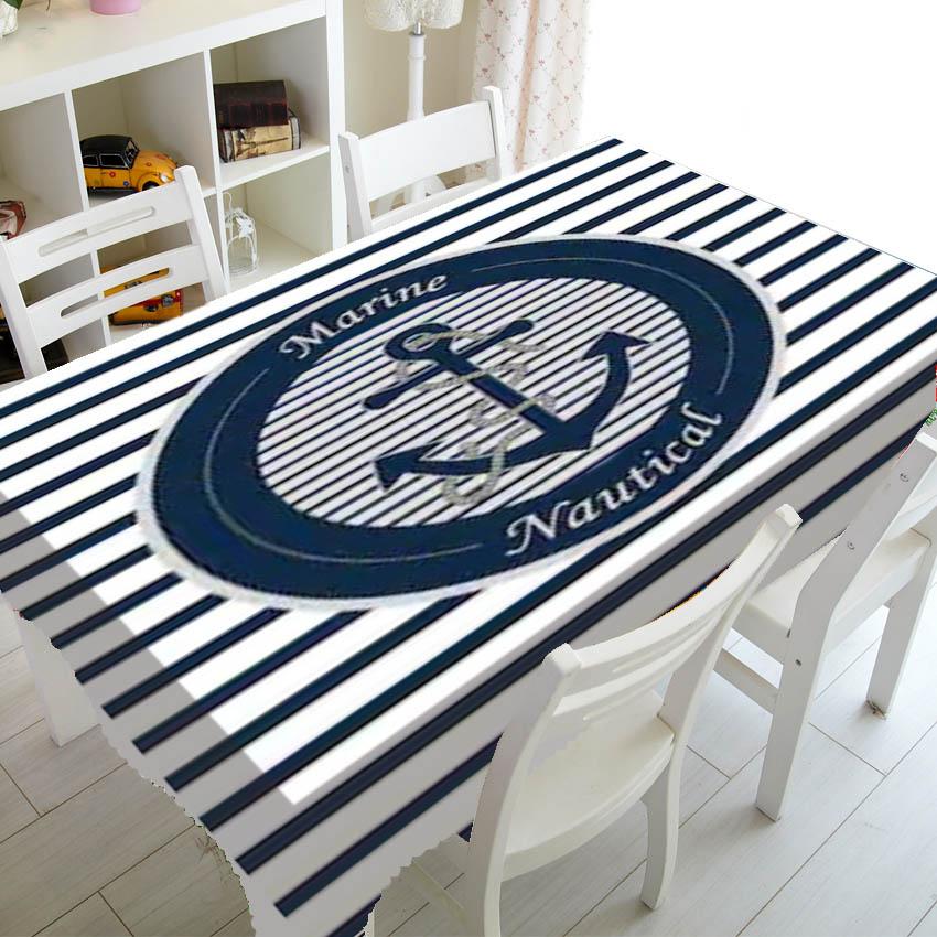 Strisce Blu e Bianche Decorazione di Lusso Cucina Matrimonio Tovaglia Tavolino da Caffè Tovaglia Impermeabile Nappe De Table