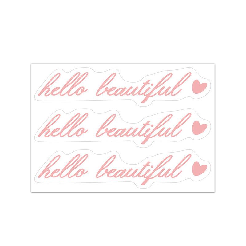 3Pc/Sheet Transparent Passenger Princess Hello Beautiful Hello Gorgeous Rearview Mirror Decal Car Ornament Car Mirror Sticker