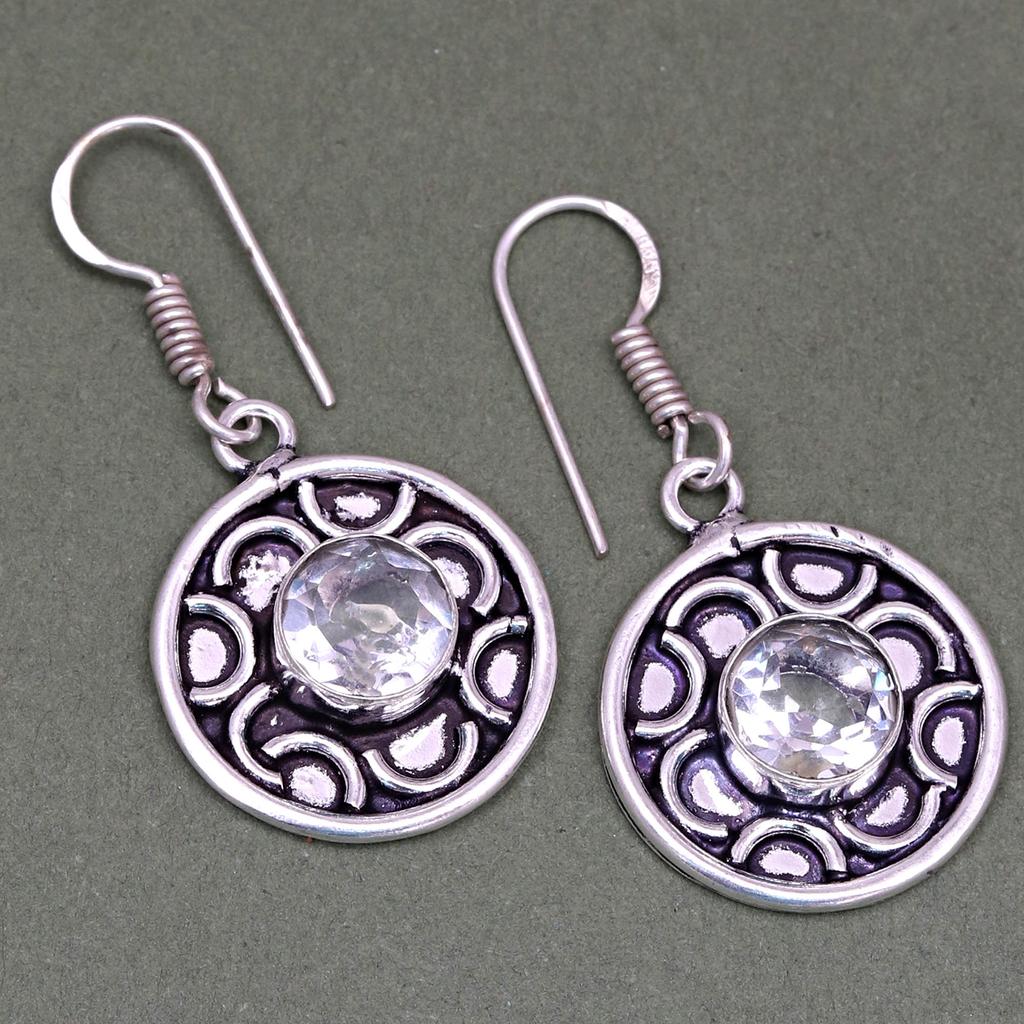 Topaz Set White Pendant Earrings Jewelry Necklace Gemstone  Blue