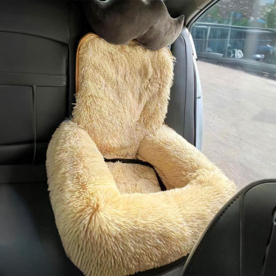 Dog Car Seat Soft Washable Pet Booster Car Seat with Safety Leash Plush Velvet Puppy Car Travel Carrier Bed for Small Medium Large Dogs