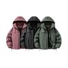 Men's Hooded Down Jacket with Stripes - Winter Casual Outerwear for Cold Protection and Mountaineering