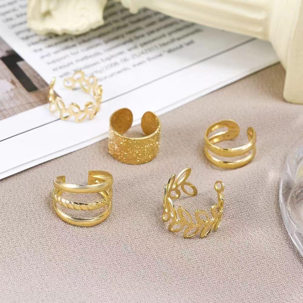 Gold Leaf Hollow Layers Ear Clip Earrings for Women