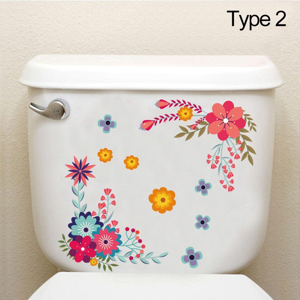 

Creative Design Floral Toilet Stickers Home Decoration Gorgeous Flower Decals Wall Mural Type 2
